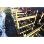 3x open metal stillages, approx. 39" deep x 47" wide x 21" high. V