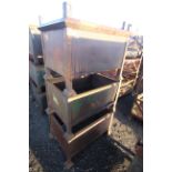 3x metal stillages with sheet metal sides, approx. 25" deep x 37" wide x 29" high.V