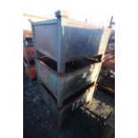 3x metal stillages with sheet metal sides, approx. 35" deep x 41" wide x 25" high. V