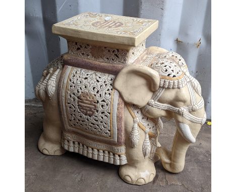 A Chinese ceramic garden seat modelled as an elephant 42cm h x 48cm w Location: R ConIf there is no condition report shown, p