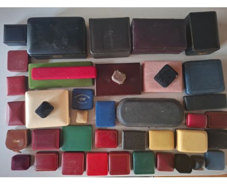A quantity of empty vintage jewellery, coin, cufflink, ring, watch and other boxes to include leather examples. Location:If t