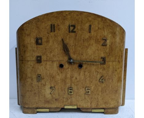 An Art Deco cased mantle clock with a domed top faced with a Roman dialLocation:If there is no condition report, please reque