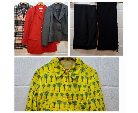 A quantity of late 20th Century ladies clothing to include a Versace Jeans Couture yellow jacket with palm tree design A/F si