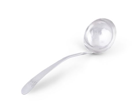 AN IRISH GEORGIAN SILVER PLAIN TAPER HANDLE SAUCE LADLE, Dublin 1795, (c.1.21 troy ozs) 