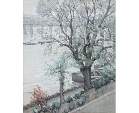 Lilian Lucy Davidson ARHA (1879-1954) The Seine, Paris, Through Trees Watercolour, 40 x 33cm (15¾ x 13'') Signed with monogra