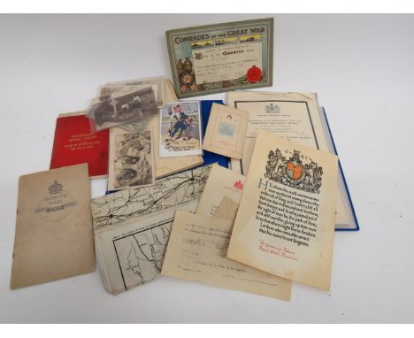 Selection of Various Military Paperwork and Photographsincluding WW1 memorial scroll to 'Pte Goronwy Davies Royal Welch Fusil