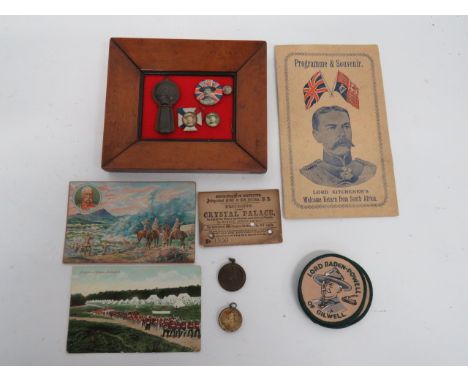 Small Selection of Boer War Itemsincluding tin whistle.  The body embossed with Baden Powell ... Celluloid lapel badge with B