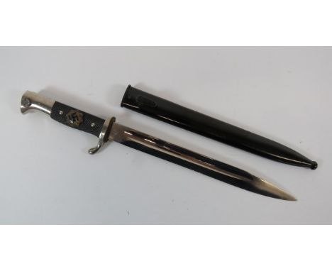 German Third Reich RLB Parade Bayonet Sidearm10 1/4 inch, single edged, plated blade.  Narrow fuller.  Forte with ACS trade m