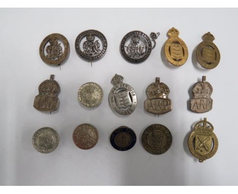 Small Selection of Lapel Badgesincluding 3 x KC silver ARP ... 2 x KC brass On War Service 1915 ... KC brass Munition Volunte