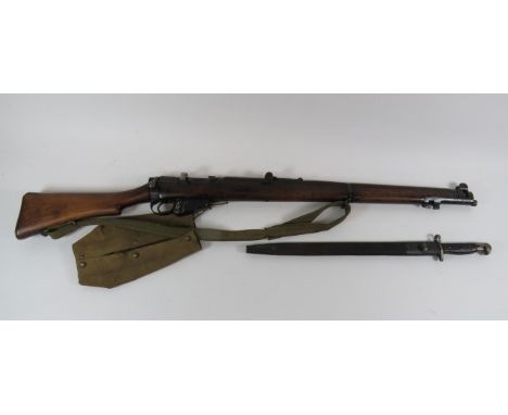 Deactivated SMLE Rifle and Bayonet.303, 25 1/4 inch barrel. Rear bolt action. Body stamped with crowned 'GRI 1949' 'No 1 MK3*