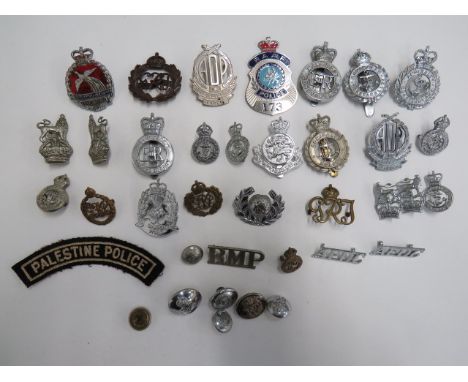 Selection of Various Police Badgescap badges include white metal Army Depot Police Farelf ... Chrome Army Depot Police Farelf