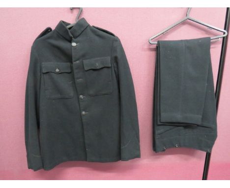 London Irish Pre 1953 Uniformdark green woollen, single breasted, high collar tunic.  Patch chest pockets with buttoned flaps