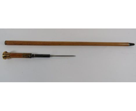 Rare Belgian Knife/Pistol Combination Walking Stick1 3/4 inch, 4 mm four barrel percussion barrel. The barrel flats with flor