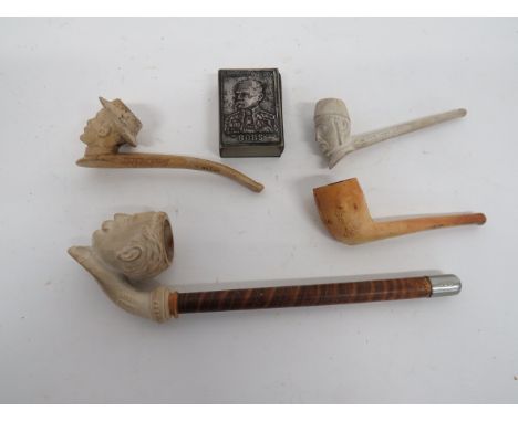 Four Boer War Period Clay Pipesconsisting clay pipe.  The bowl in the form of 'Baden Powell' ... Similar example 'Lord Robert