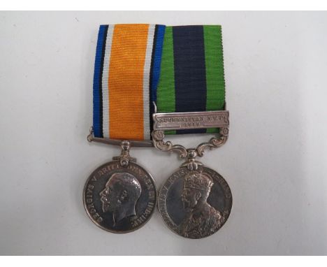 Somerset Light Infantry WW1 and IGS Medal Pairconsisting silver War medal named to '9037 Pte H A E Marshall Som LI'.  India G