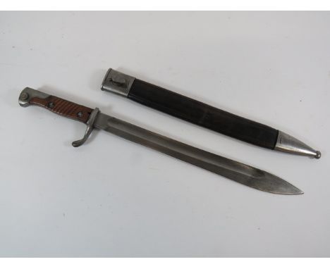 WW1 Imperial German G98 Butcher Bayonet in Early Scabbard14 1/2 inch, single edged blade widening towards the point.  Large f