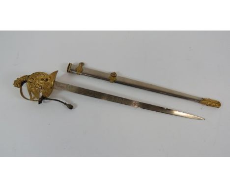 Imperial German Miniature Presentation Sword9 inch, single edged blade, fully etched with eagle and floral scrolls.  Etched p