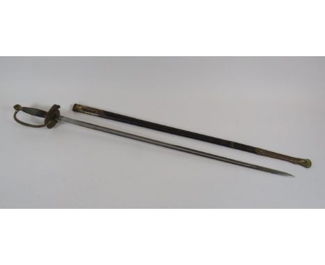 American Civil War Period 'Ames' Musician's Sword32 1/2 inch, single edged, straight blade with large fuller.  The forte stam