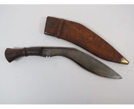 WW2 Dated Indian Military Kukri12 1/4 inch, single edged blade of typical form. Narrow fuller. The forte marked 'H.W. 45'. Wo