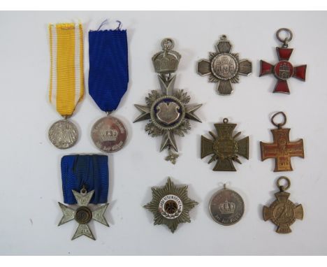 Small Selection of German/Austrian Medalsvaried selection including 1866 Bronzed Cross ... 1914/18 Marine Korps Cross ... Pla