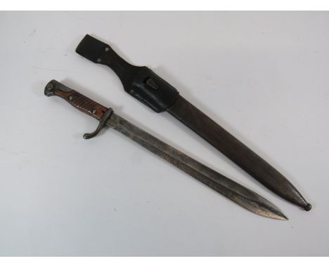 WW1 Imperial German G98 Butcher Bayonet and Frog14 1/2 inch, single edged blade widening towards the point.  Large fuller.  T