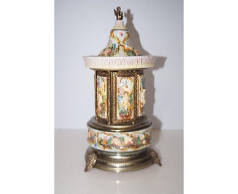 Ceramic &amp; metal musical cigarette dispenser Height 37 cm