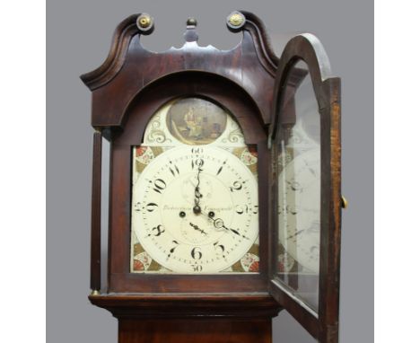 OAK AND MAHOGANY LONGCASE CLOCK, the 14" enamelled an gilded dial inscribed Richardson Easingwold between subsidiary seconds 