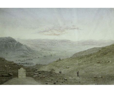 SIR WILLIAM HOWARD RUSSELL, CVO (1820-1907) ON THE FIELD OF INKERMAN Signed, inscribed upon the tombstone, watercolour with p
