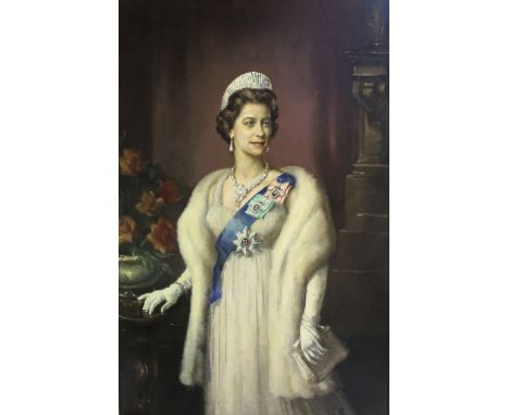 •JOHN THOMAS YOUNG GILROY (1898-1985) PORTRAIT OF HM THE QUEEN ELIZABETH II Signed; also signed, inscribed and dated 1968 ver