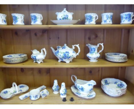 A Part Hammersley Blue Cornflower Dinner and Tea Set, including two lidded tureens, six dinner plates, six side plates, six l