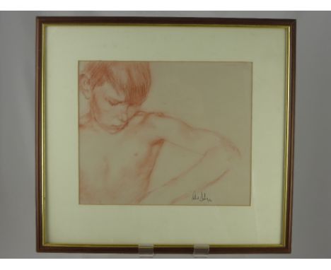 Patrick Barclay Original Sepia Pencil Sketch, depicting a boy, signed and dated bottom right, approx 31 x 26 cms