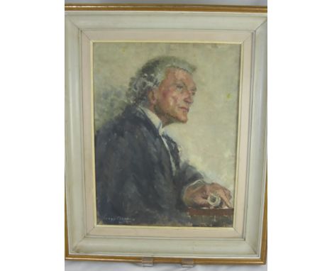 Margo Chapman, A Portrait of a Judge, original oil on canvas signed bottom left. 