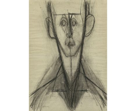 Fritz Klemm1902 Mannheim - 1990 KarlsruheSelbstporträtLinks unten signiert. Kohle auf  Papier. 61 x 42 cm. Rahmen (73 x 53 cm