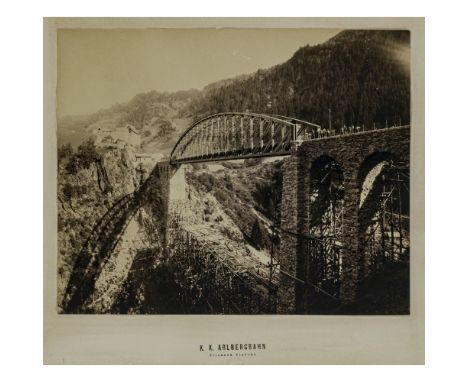 Unbekannt 2. Hälfte 19. Jh."K. K. Arlbergbahn"Sechs Fotografien. Rücks. Etiketten "H. R. v. W.". BA. 38 x 47,5 cm. Gebräunt. 