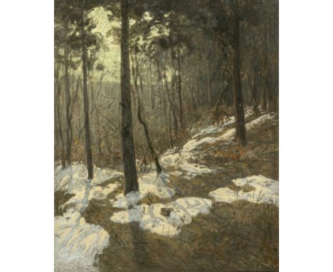 Erwin Starker1872 Stuttgart - 1938 ebendaWaldlandschaft im SchneeR. u. signiert. Rücks. Etiketten "Louis Rath, Stuttgart", "E