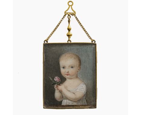 Frankreich um 1813Louise d'Orléans(1812 Palermo - 1850 Ostende). Hüftbild nach links. Mit Rosenblüte. Wolkenfond. Rücks. Bene