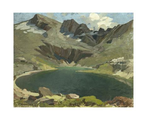 Unbekannt Ende 19. Jh. / 1. Viertel 20. Jh.Hügelige Landschaft - GebirgsseeZwei Gemälde. R. u. signiert "Gehl L.(?)" und (18)