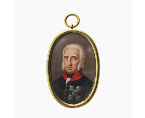Italien Anfang 19. Jh.König Ferdinand I. beider Sizilien(1751 Neapel - 1825 ebenda). Brustbild leicht nach links. Wolkenfond.