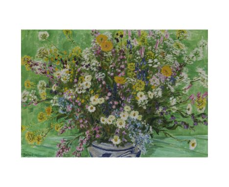 Arnold Balwé1898 Dresden - 1983 Feldwies/ChiemseeGroßer Wiesenblumenstrauß in SteinzeugtopfLinks unten signiert. Verso nochma