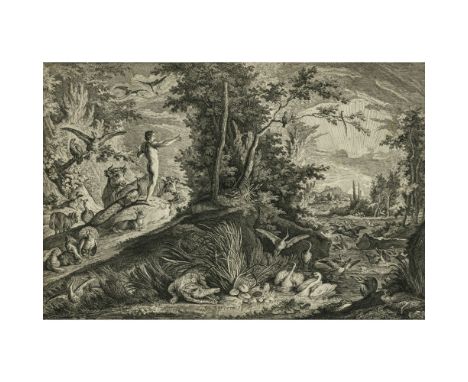 Johann Elias Ridinger1698 Ulm - 1767 Augsburg"Das Paradies oder die Schöpfung und der Sündenfall des ersten Menschenpaares"Si