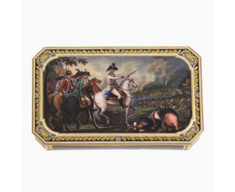 Goldemail-Tabatière "Bataille de Souabe"Guidon, Rémond, Gide &amp; Cie. Genf, vor 1801. Emailmalerei von Jean-Louis Richter (