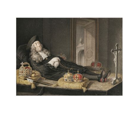 Garner war tätig in Wien, um 1808Kaiser Karl VI.(1685 Wien - 1740 ebenda). Aufbahrungsbildnis, umgeben von Reichsinsignien, K