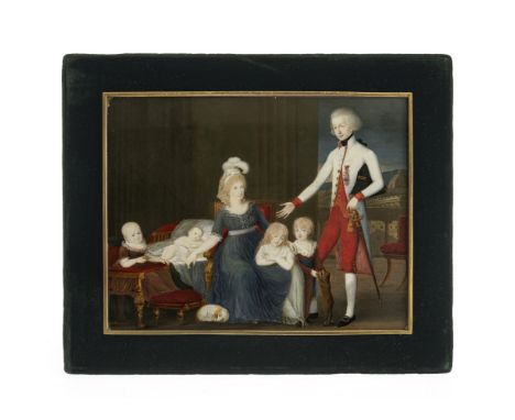 Giovanni Marras1765 Neapel - 1830Die Familie Großherzogs Ferdinand III. von ToskanaDie Eltern mit vier Kindern in einem Salon