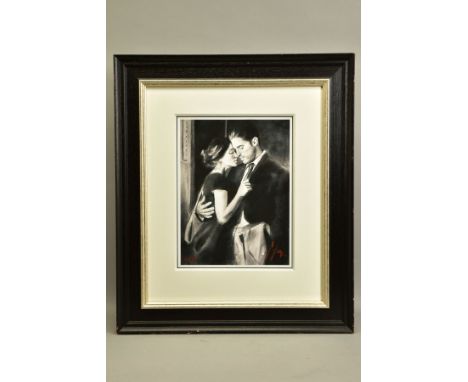 FABIAN PEREZ (ARGENTINA 1967) 'THE TRAIN STATION V', a signed limited edition print of lovers embracing, 61/95 with certifica