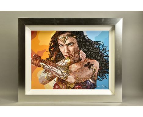 PAUL NORMANSELL (BRITISH 1978) 'THE TIME IS NOW' a signed limited edition print of Gal Gadot as Wonder Woman 45/195, no certi