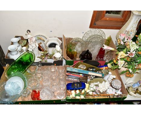 FOUR BOXES AND LOOSE CERAMICS, GLASSWARES AND SUNDRY ITEMS, to include an Italian jardiniere and stand height 81.5cm (excludi