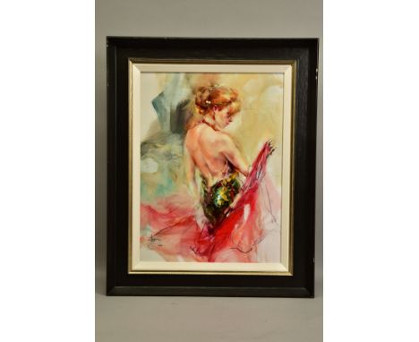 ANNA RAZUMOVSKAYA (RUSSIAN CONTEMPORARY) 'ELEGANT MUSE I' a limited edition print depicting a female figure, 63/195 with cert