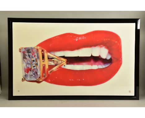 RORY HANCOCK (WALES 1987)'ROCK CANDY', a signed limited edition print of a mouth and a diamond ring, 16/95 no certificate, ap