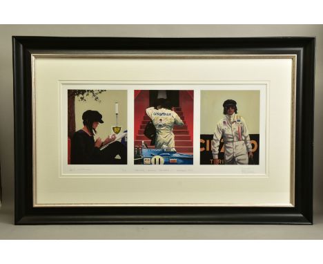 JACK VETTRIANO (SCOTTISH 1951) 'TENSION, TIMING, TRIUMPH - MONACO 1971', depicting Jackie Stewart and his wife at Monaco, lim