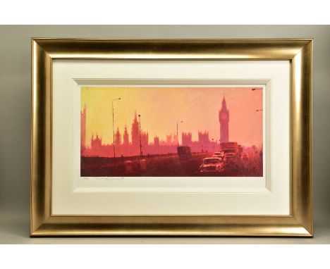ROLF HARRIS (AUSTRALIA 1930) 'FIFTIES RUSH HOUR' a London cityscape, limited edition print 88/195, signed to lower margin wit